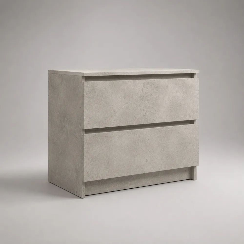 Mobile porta TV rettangolare in pannello truciolare melaminico con 2 cassetti, grigio cemento, 80 x 40 x 75 cm
