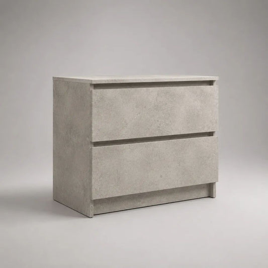 Mobile porta TV rettangolare in pannello truciolare melaminico con 2 cassetti, grigio cemento, 80 x 40 x 75 cm